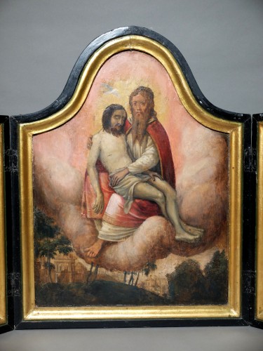 Triptyque de la Sainte Trinité - Fin du XVIe siècle - Tableaux et dessins Style Renaissance