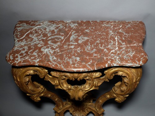 Antiquités - Console d'époque Régence en bois doré