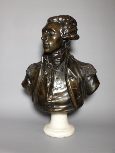 Buste du Marquis de La Fayette par Jean-Antoine Houdon - Sculpture Style Restauration - Charles X