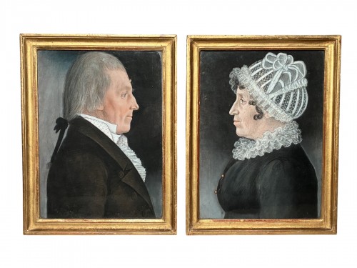 Paire de portraits de "bourgeois de Cherbourg", 1814
