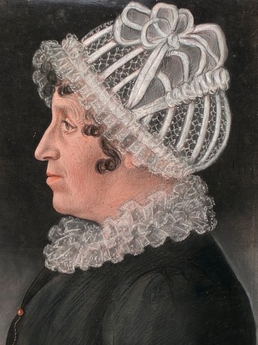 Antiquités - Paire de portraits de "bourgeois de Cherbourg", 1814