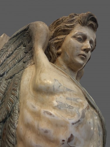 XIXe siècle - Paire d'importants anges sculptés en gaine - XIXe siècle