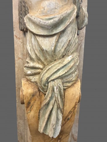 Napoléon III - Paire d'importants anges sculptés en gaine - XIXe siècle