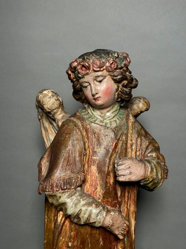 Paire d'anges céroféraires du XVIIe siècle - Sculpture Style Louis XIII