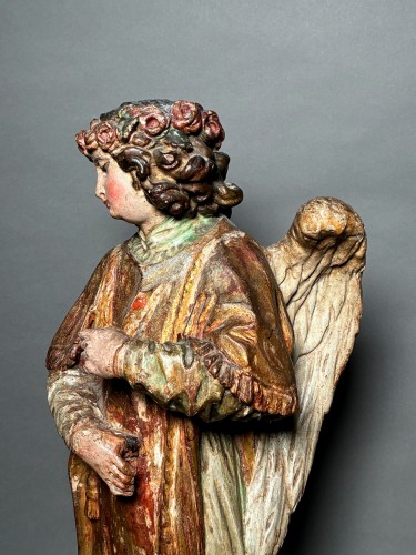 Sculpture Sculpture en Bois - Paire d'anges céroféraires du XVIIe siècle