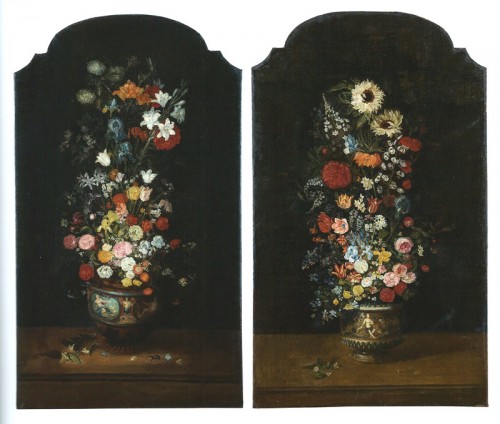 Pair of large bouquets of flowers by Philippe de Marlier (c. 1573-1668)
