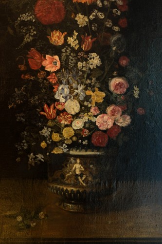 17th century - Pair of large bouquets of flowers by Philippe de Marlier (c. 1573-1668)