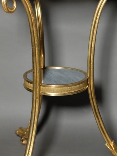 Guéridon en bronze doré et marbre bleu Turquin - Mobilier Style Napoléon III