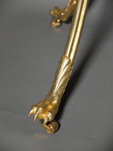 XIXe siècle - Guéridon en bronze doré et marbre bleu Turquin