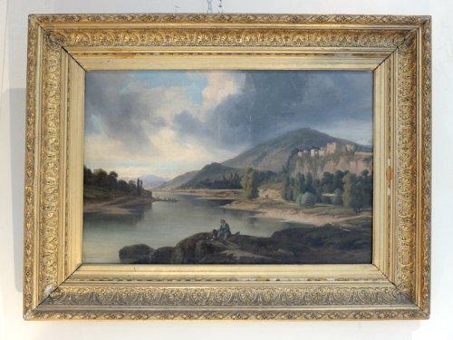 Nicolas Victor FONVILLE (1805-1856) - Lac et montagne - Tableaux et dessins Style Restauration - Charles X