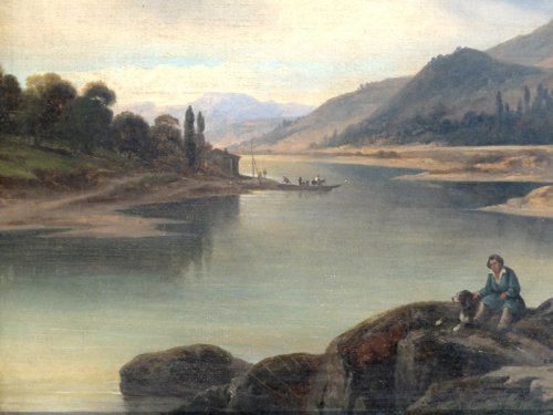 Tableaux et dessins Tableaux XIXe siècle - Nicolas Victor FONVILLE (1805-1856) - Lac et montagne