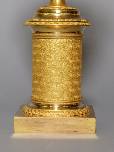 Antiquités - Paire de vases empire en bronze doré