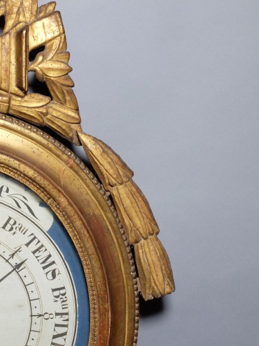 XVIIIe siècle - Baromètre médaillon d'époque Louis XVI