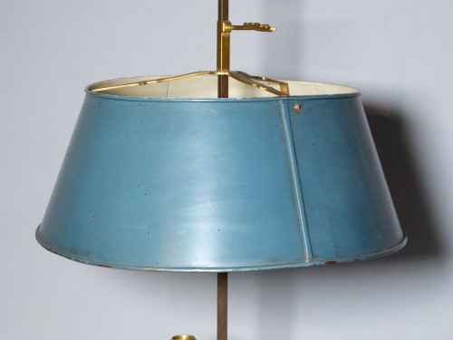 XIXe siècle - Lampe bouillotte en bronze doré et tôle laquée