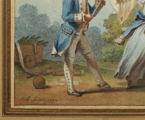 Tableaux et dessins Dessin, Aquarelle & Pastel - "Le tambour national" et "Le chapeau national" - Jean-Baptiste HUET (1745-1811)