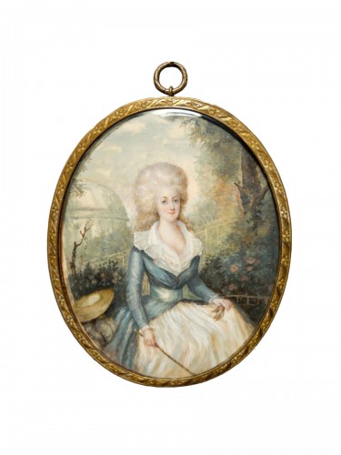 DUBOURG - Portrait de Marie-Antoinette, d'après d'AGOTY, miniature datée 1780