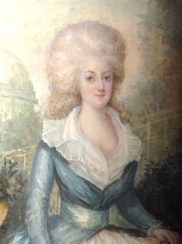 DUBOURG - Portrait de Marie-Antoinette, d'après d'AGOTY, miniature datée 1780 - Objets de Vitrine Style Louis XVI