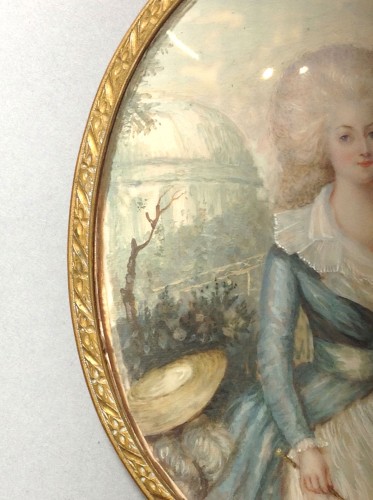 DUBOURG - Portrait de Marie-Antoinette, d'après d'AGOTY, miniature datée 1780 - Antiquités Olivier Alberteau