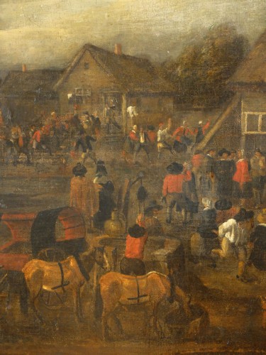 XVIIe siècle "Kermesse flamande" - Tableaux et dessins Style Louis XIV