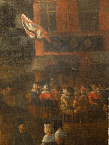 XVIIe siècle - Important tableau du XVIIe siècle "Kermesse flamande"