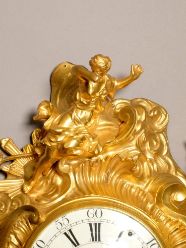 Cartel Louis XV par Aubert, valet de chambre et horloger du Roi, circa 1750 - Horlogerie Style Louis XV