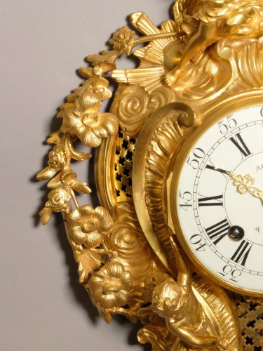 Louis XV cartel by Aubert, valet de chambre and watchmaker to the King, circa 1750 - 