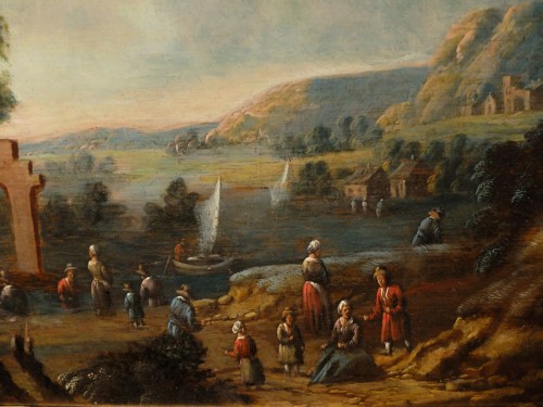 Lively harbor scene, attributed to Marc BAETS circa 1700 - 