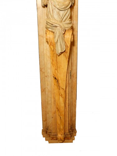 Importante paire d'anges sculptés en gaine - Antiquités Olivier Alberteau