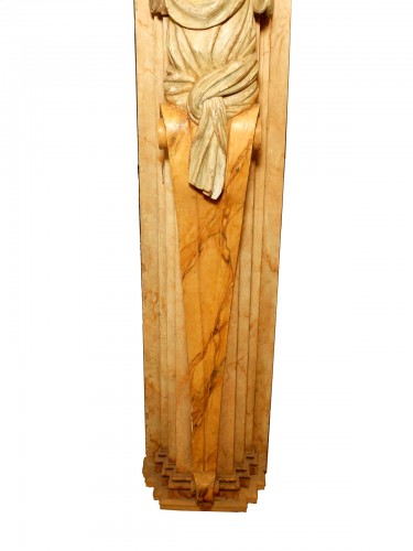 XIXe siècle - Importante paire d'anges sculptés en gaine