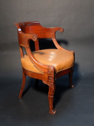 Fauteuil de bureau d'époque empire - Antiquités Olivier Alberteau