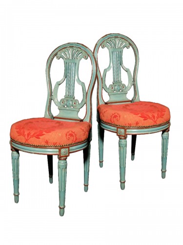 Pair of Louis XVI lyre chairs
