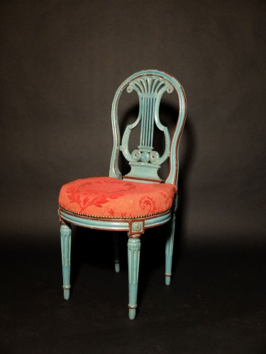 Paire de chaises à la lyre d'époque Louis XVI - Sièges Style Louis XVI