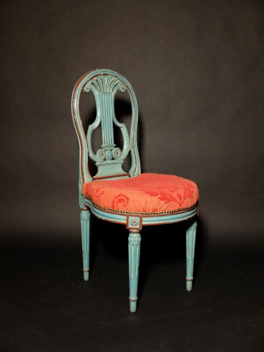 XVIIIe siècle - Paire de chaises à la lyre d'époque Louis XVI