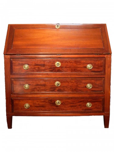Scribanne Chest Of Drawers In Solid Mahogany, Louis XVI Period 