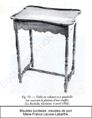 Antiquités - Mahogany cabaret and quadrille table - La Rochelle, 18th century