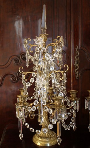Paire de girandoles en cristal de Baccarat - Époque Napoléon III - Luminaires Style Napoléon III