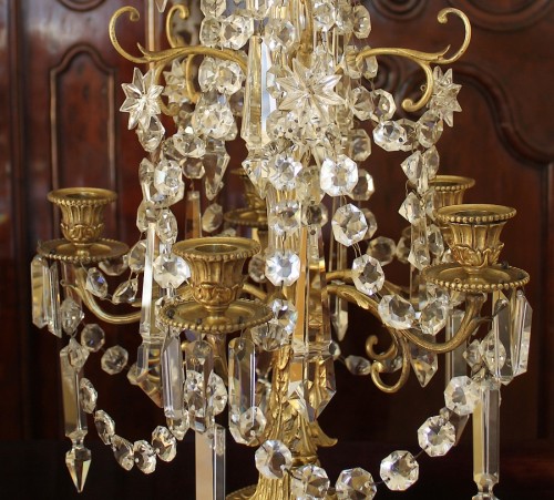 Antiquités - Paire de girandoles en cristal de Baccarat - Époque Napoléon III