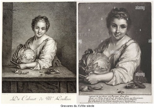 Antiquités - La coupeuse de choux ou Le Midy - Atelier de Jean-Baptiste Santerre XVIIIe