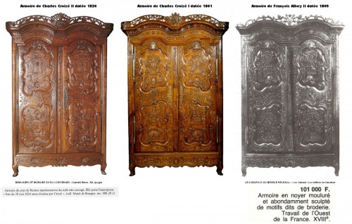 Armoire de mariage rennaise signée Charles Croizé et datée 1801 - Antiquités Philippe Glédel