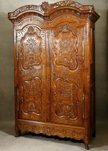 19th century - French &quot;rennaise&quot; wedding cabinet or Armoire signed Charles Croizé and dated 1801