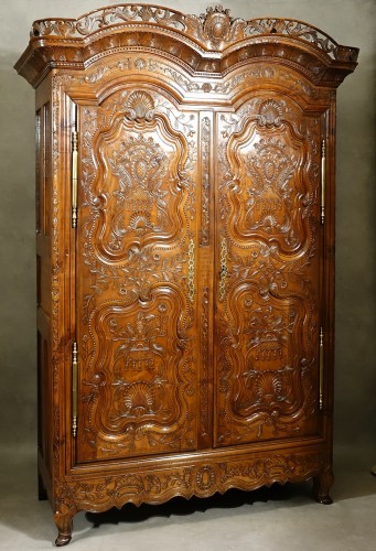 French &quot;rennaise&quot; wedding cabinet or Armoire signed Charles Croizé and dated 1801 - Directoire