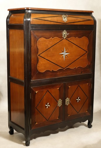 Secretary in ebony and courbaril, cherry rosewood and ivory - La Rochelle 18th century - Louis XV