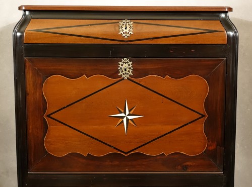 Antiquités - Secretary in ebony and courbaril, cherry rosewood and ivory - La Rochelle 18th century