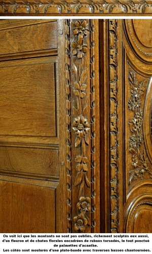  - Armoire de mariage d'armateur en chêne sculpté. Fécamp, XIXe siècle