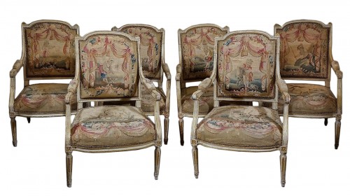 Louis XVI Salon Chairs and Sofa, Set of 7 for sale at Pamono