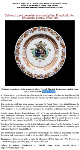 Antiquités - Paire d'assiettes en porcelaine de la Cie des Indes à décor armorié