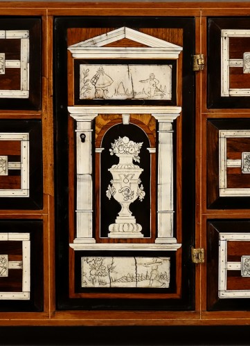 Louis XIII - Cabinet gravé de scènes de chasse - Espagne XVIIe