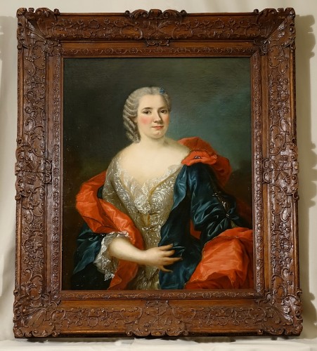 Grand portrait d'époque Régence - Cercle des Van Loo - Tableaux et dessins Style Régence
