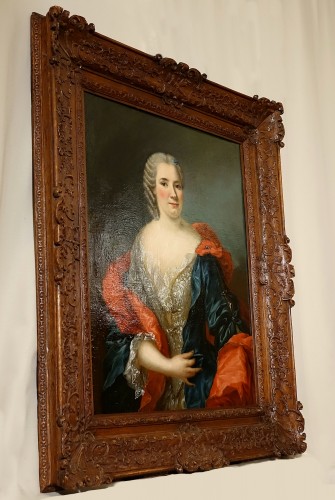Tableaux et dessins Tableaux XVIIIe siècle - Grand portrait d'époque Régence - Cercle des Van Loo