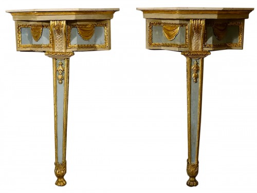Paire de consoles piémontaises néoclassiques - Italie XVIIIe